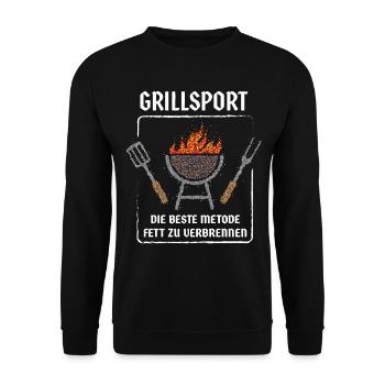 Grillen Grill BBQ Fleisch Griller - Unisex Pullover - Schwarz - Vorne - Alina (178cm) & Michal (187cm)