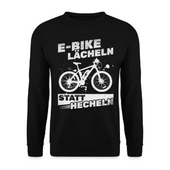 Elektrofahrrad E-Bike Radfahrer E-Bike Lächeln - Unisex Pullover - Schwarz - Vorne - Alina (178cm) & Michal (187cm)