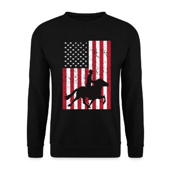 Men's Horseback Riding - Unisex Sweatshirt - black - Front - Alina (178cm) & Michal (187cm)
