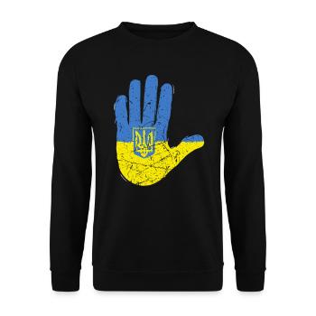 Chemise d’Ukraine Drapeau ukrainien - Sweat-shirt Unisexe - noir - Devant - Alina (178cm) & Michal (187cm)