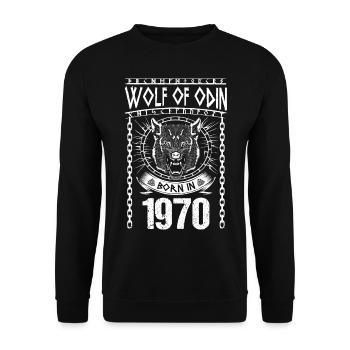 Wolf Odins Geri Freki Geburtsjahr 1970 Wikinger - Unisex Pullover - Schwarz - Vorne - Alina (178cm) & Michal (187cm)