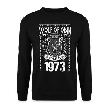 Wolf Odins Geri Freki Geburtsjahr 1973 Wikinger - Unisex Pullover - Schwarz - Vorne - Alina (178cm) & Michal (187cm)