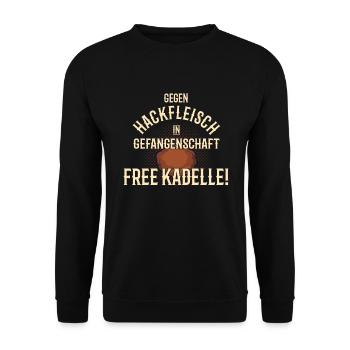 Hackfleisch in Gefangenschaft FREE KADELLE Metzger - Unisex Pullover - Schwarz - Vorne - Alina (178cm) & Michal (187cm)