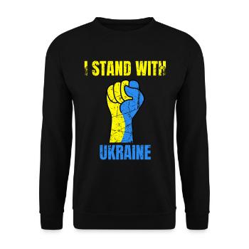 Je me tiens avec le drapeau ukrainien vintage de l’Ukraine - Sweat-shirt Unisexe - noir - Devant - Alina (178cm) & Michal (187cm)