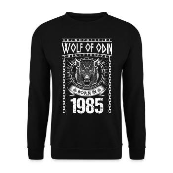 Wolf Odins Geri Freki Geburtsjahr 1985 Wikinger - Unisex Pullover - Schwarz - Vorne - Alina (178cm) & Michal (187cm)