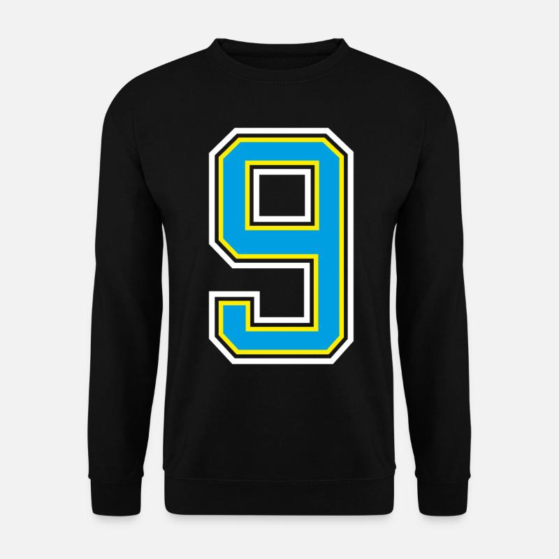 Zahl 9 Blaues Design - Unisex Pullover - Schwarz