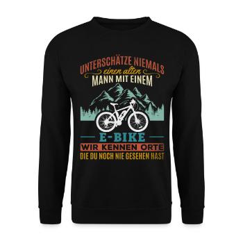 E-Bike Fahrrad Radfahrer eBike Mountainbike - Unisex Pullover - Schwarz - Vorne - Alina (178cm) & Michal (187cm)