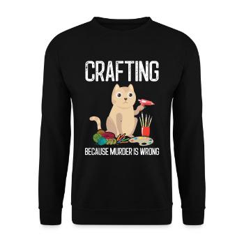 Cat Cat Cat Owner CraftING DIY Gift - Unisex Sweatshirt - black - Front - Alina (178cm) & Michal (187cm)