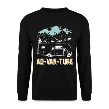 Ad-Van-Ture Campen Camper Van Motorhome Gift - Unisex Sweatshirt - black - Front - Alina (178cm) & Michal (187cm)