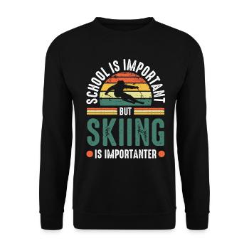 Skiing Skier Skiers Mountains Slope Gift - Unisex Sweatshirt - black - Front - Alina (178cm) & Michal (187cm)