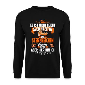 Sternzeichen Fische - Unisex Pullover - Schwarz - Vorne - Alina (178cm) & Michal (187cm)