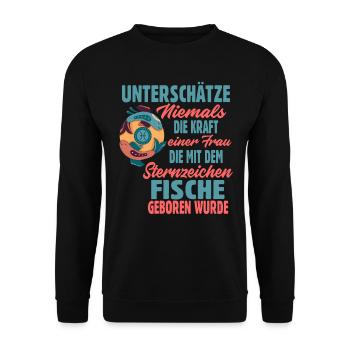 Sternzeichen Fische - Unisex Pullover - Schwarz - Vorne - Alina (178cm) & Michal (187cm)