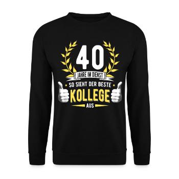 40 Jahre Dienst Kollege Dienstjubiläum Kollegin - Unisex Pullover - Schwarz - Vorne - Alina (178cm) & Michal (187cm)