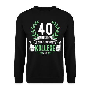 40 Jahre Dienst Kollege Dienstjubiläum Kollegin - Unisex Pullover - Schwarz - Vorne - Alina (178cm) & Michal (187cm)