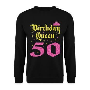 50e anniversaire Reine 50 ans Cadeau d’anniversaire - Sweat-shirt Unisexe - noir - Devant - Alina (178cm) & Michal (187cm)
