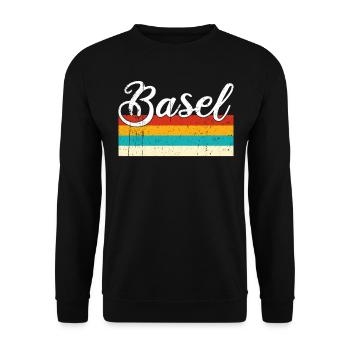 Basel Retro Vintage - Unisex Pullover - Schwarz - Vorne - Alina (178cm) & Michal (187cm)