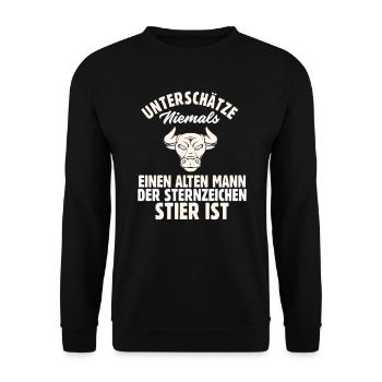 Sternzeichen Stier - Unisex Pullover - Schwarz - Vorne - Alina (178cm) & Michal (187cm)