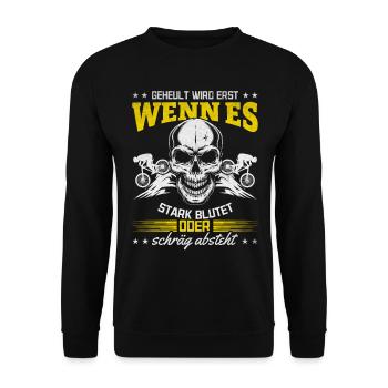 Mountainbike Radfahrer Fahrradfahrer Downhill - Unisex Pullover - Schwarz - Vorne - Alina (178cm) & Michal (187cm)