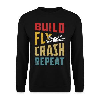 Drohne Geschenk Drone Fliegen Quadcopter Copter - Unisex Pullover - Schwarz - Vorne - Alina (178cm) & Michal (187cm)