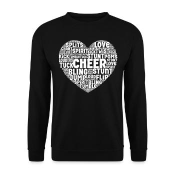 Cheer Cheerleading Heart Word - Unisex Pullover - Schwarz - Vorne - Alina (178cm) & Michal (187cm)