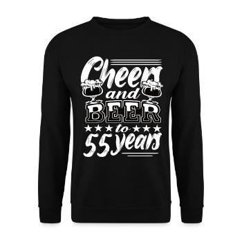 55 Geburtstag - Unisex Pullover - Schwarz - Vorne - Alina (178cm) & Michal (187cm)