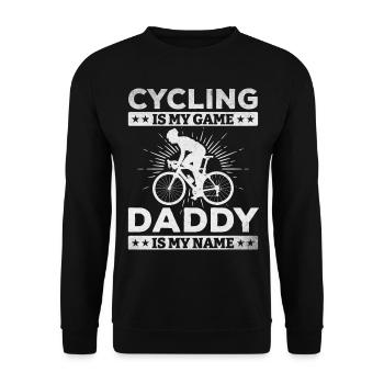 Cycling is my game Dad is my name - Unisex Sweatshirt - black - Front - Alina (178cm) & Michal (187cm)