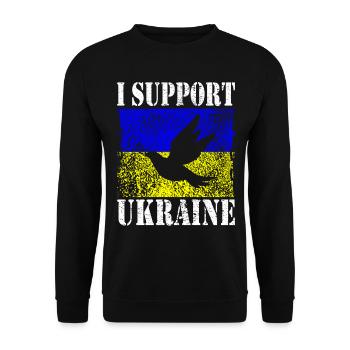 JE SOUTIENS L’UKRAINE SOUTIENT L’UKRAINE - Sweat-shirt Unisexe - noir - Devant - Alina (178cm) & Michal (187cm)