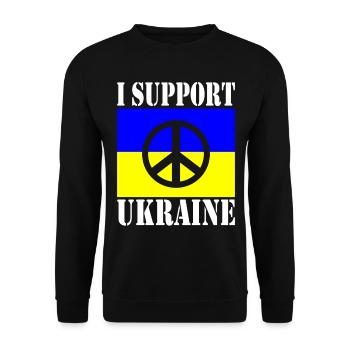 JE SOUTIENS L’UKRAINE SOUTIENT L’UKRAINE - Sweat-shirt Unisexe - noir - Devant - Alina (178cm) & Michal (187cm)