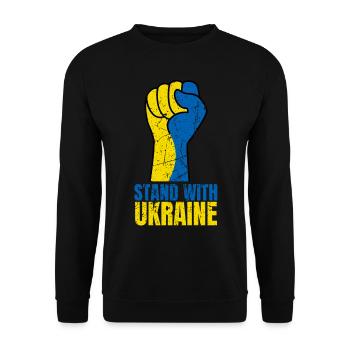 Stand avec Ukraine Vintage Ukraine Flag - Sweat-shirt Unisexe - noir - Devant - Alina (178cm) & Michal (187cm)