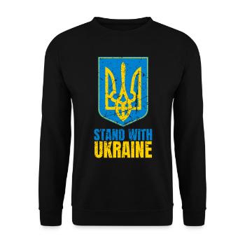 Stand avec Ukraine Vintage Ukraine Flag - Sweat-shirt Unisexe - noir - Devant - Alina (178cm) & Michal (187cm)