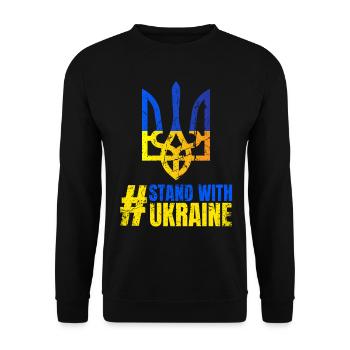 Stand avec Ukraine Vintage Ukraine Flag - Sweat-shirt Unisexe - noir - Devant - Alina (178cm) & Michal (187cm)