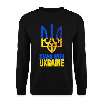 Stand avec Ukraine Vintage Ukraine Flag - Sweat-shirt Unisexe - noir - Devant - Alina (178cm) & Michal (187cm)