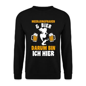 Bier Meerjungfrauen - Unisex Pullover - Schwarz - Vorne - Alina (178cm) & Michal (187cm)