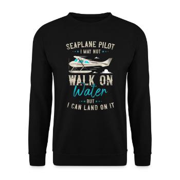 Airplane Pilot Vintage Seaplane - Unisex Sweatshirt - black - Front - Alina (178cm) & Michal (187cm)
