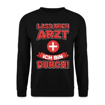 Arzt Sanitäter Karneval Fasching Kostüm - Unisex Pullover - Schwarz - Vorne - Alina (178cm) & Michal (187cm)