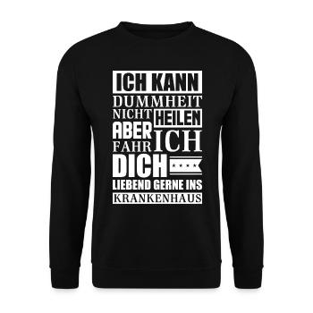 Sanitäter | Sanitäter Spruch - Unisex Pullover - Schwarz - Vorne - Alina (178cm) & Michal (187cm)