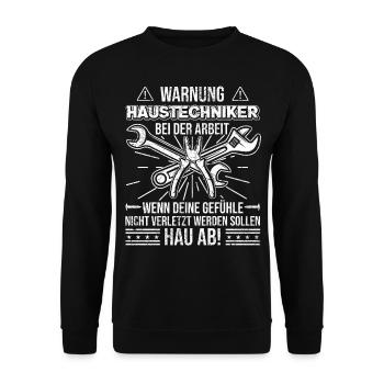 Haustechniker Haustechniker Hausmeister Beruf - Unisex Pullover - Schwarz - Vorne - Alina (178cm) & Michal (187cm)