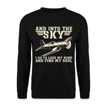 Pilot Flugzeug Fliegen Segelflugzeug Luftfahrt - Unisex Pullover - Schwarz - Vorne - Alina (178cm) & Michal (187cm)