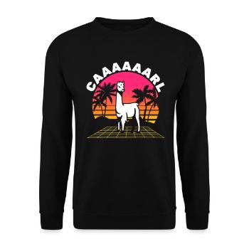 Carl Lama with Hat - Funny Retro Wave Saying - Unisex Sweatshirt - black - Front - Alina (178cm) & Michal (187cm)