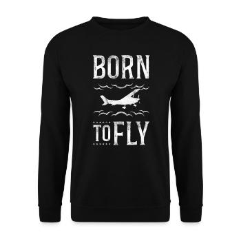 Pilote d’avion Vintage Born To Fly - Sweat-shirt Unisexe - noir - Devant - Alina (178cm) & Michal (187cm)