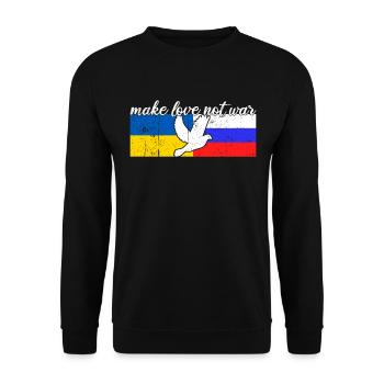 Ukraine Russia Conflict Dove of Peace - Unisex Sweatshirt - black - Front - Alina (178cm) & Michal (187cm)