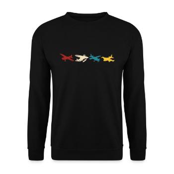 Airplane Pilot Vintage - Unisex Sweatshirt - black - Front - Alina (178cm) & Michal (187cm)