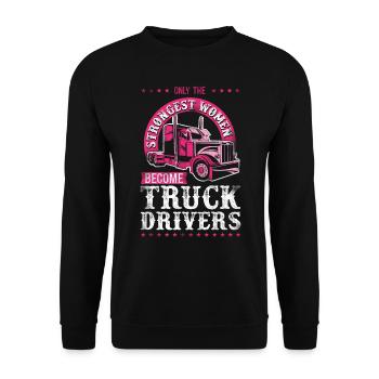 Trucker Truck Driver Girl Vintage - Unisex Pullover - Schwarz - Vorne - Alina (178cm) & Michal (187cm)