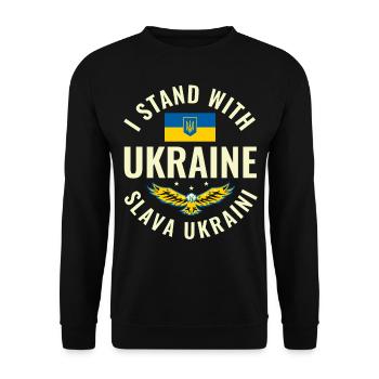 Ukraine Fahne Flagge Frieden Freiheit - Unisex Pullover - Schwarz - Vorne - Alina (178cm) & Michal (187cm)