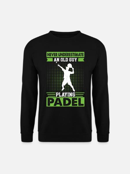 Unterschätze Niemals Einen Alten Mann, Der Padel - Unisex Pullover - Schwarz