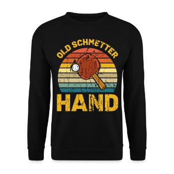 Tischtennis | Old Schmetterhand Retro Vintage - Unisex Pullover - Schwarz - Vorne - Alina (178cm) & Michal (187cm)