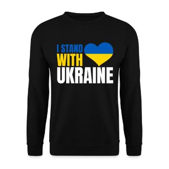 I stand with Ukraine Flag - Unisex Pullover - Schwarz - Vorne - Alina (178cm) & Michal (187cm)
