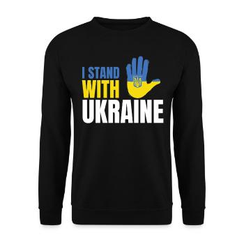 I stand with Ukraine Flag - Unisex Pullover - Schwarz - Vorne - Alina (178cm) & Michal (187cm)