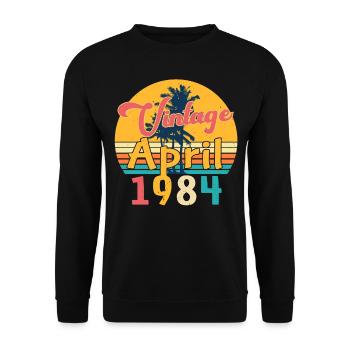 April 1984 Palm Vintage - Unisex Sweatshirt - black - Front - Alina (178cm) & Michal (187cm)