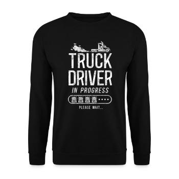 Trucker Truck Driver Vintage Truck - Unisex Pullover - Schwarz - Vorne - Alina (178cm) & Michal (187cm)